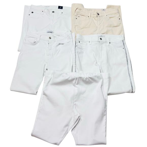White Denim Jean Lot 5 Women 28 Goldschmied 7 Mankind Flying Monkey Mashburn - Picture 1 of 16